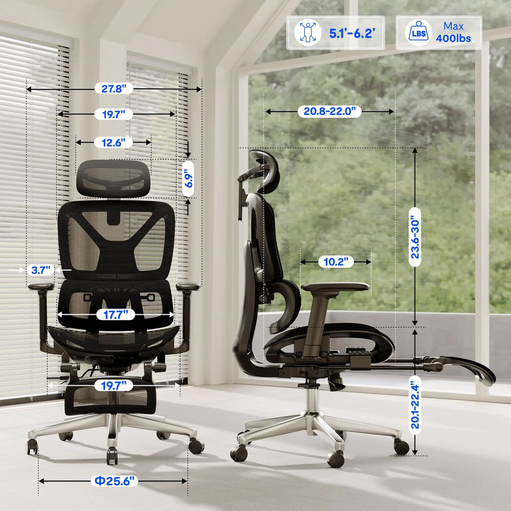 ErgoX Premium Ergonomic Office Chair Black-FT