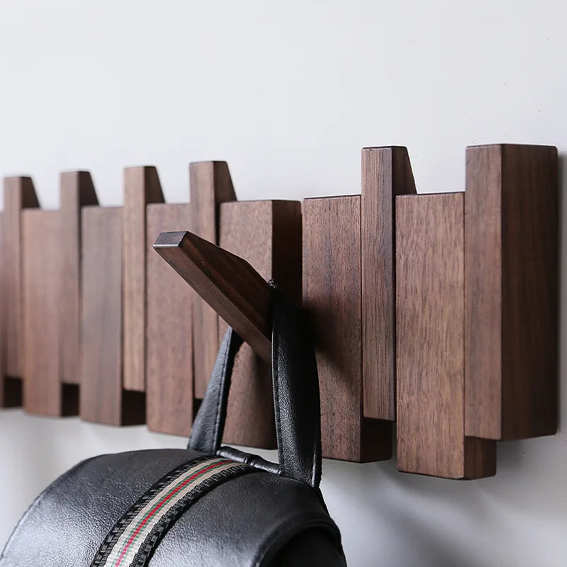 Beech and Walnut Coat Rack Wall Mounted Sticks Piano Clothes Rack Creative Hanging Doorway Entrance Cloak Rack Home Decor