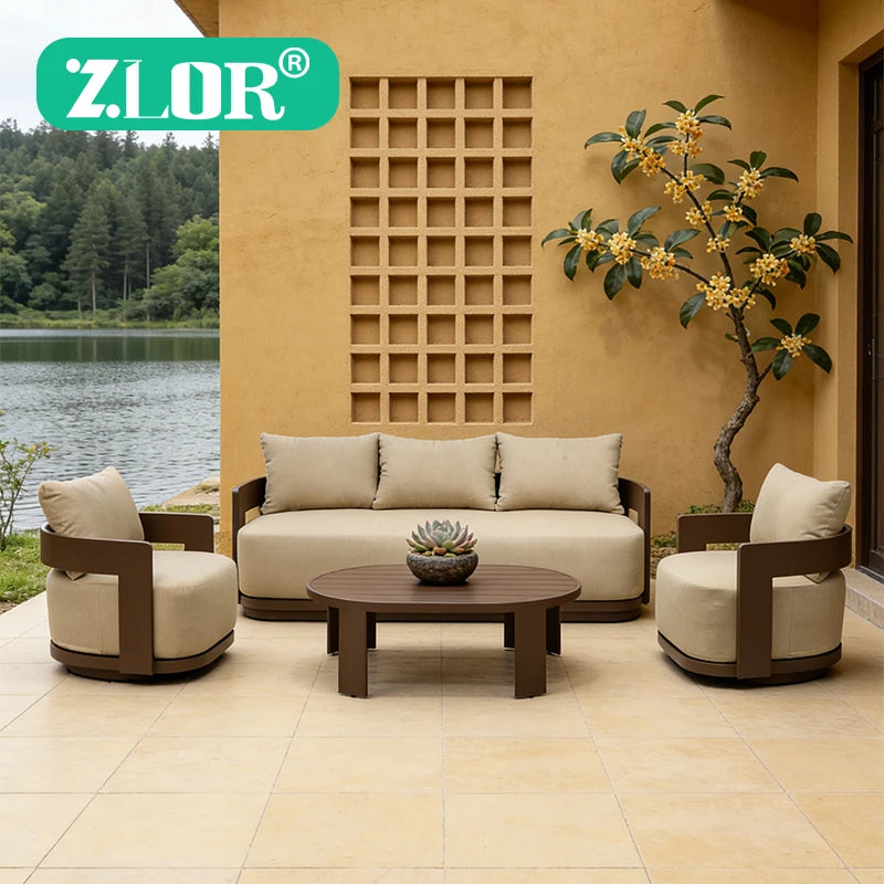 RH Furniture Luxury European Modern Aluminum Outdoor Sofa Set-Rust & Water Proof for Hotel Garden & Park Use