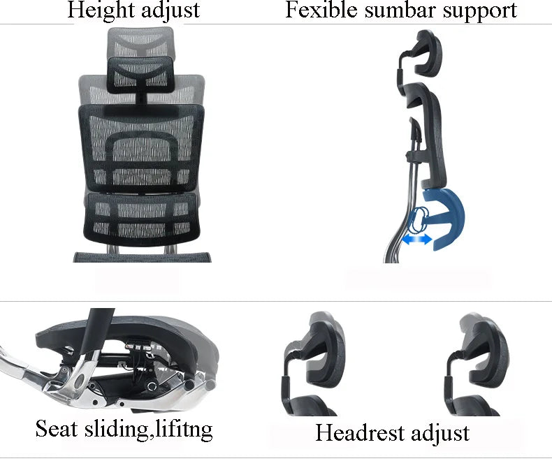 JNS 801 Commercial Furniture 3D Adjustable Mesh Chair Ergonomic Office Chair 1 Piece Aluminum Modern 4 Gas Lift 5 Years Optional