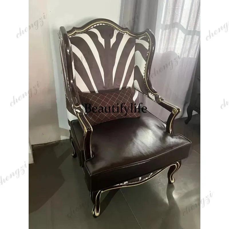 Z138American solid wood living room fabric, chair sofa single sofa European balcony French leisure chair