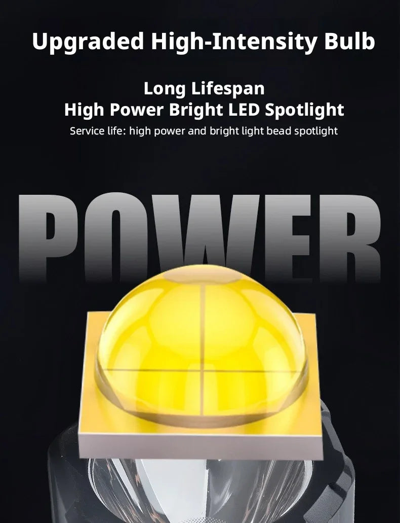 Solar Powered High Power Flashlight, Portable Ultra-Bright Strong Light Flashlight with Long Endurance Battery for Home Outdoor