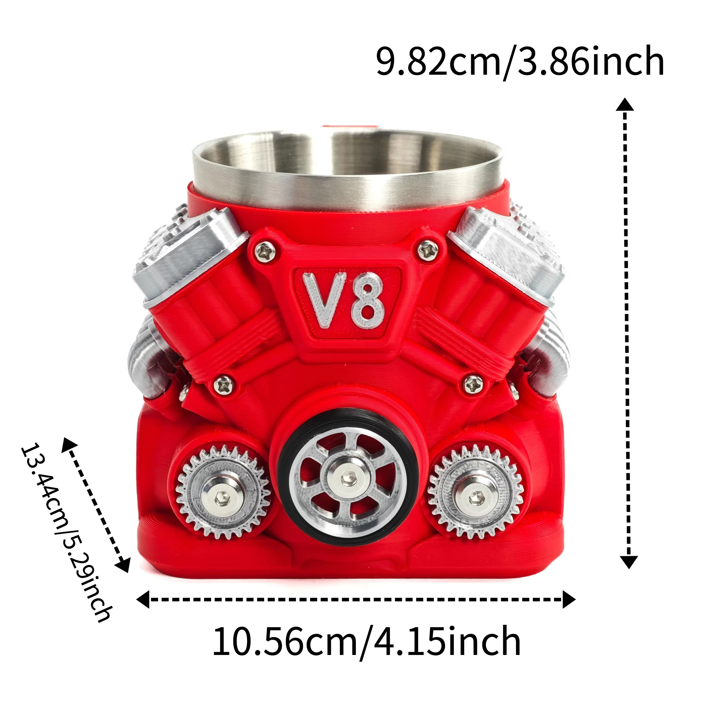 V8 Engines Stainless Steel Coffee Mug Creative Resin Water Cup Funny V6 Engines Wine Cup Coffee Cup Water Container Accessories