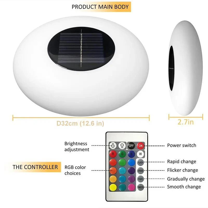 Waterproof Solar Swimming Pool Lights, Glowing Float, Outdoor Lighting, Pond, Garden Lamp Ball, 16 Colors, D25 cm, IP68