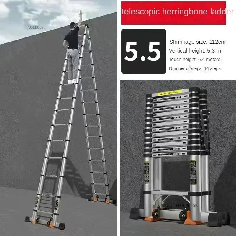 Folding Ladder for Construction Site Metal Telescopic Modern Thickened Ladders Creative Multifunctional Step Ladders for Home G