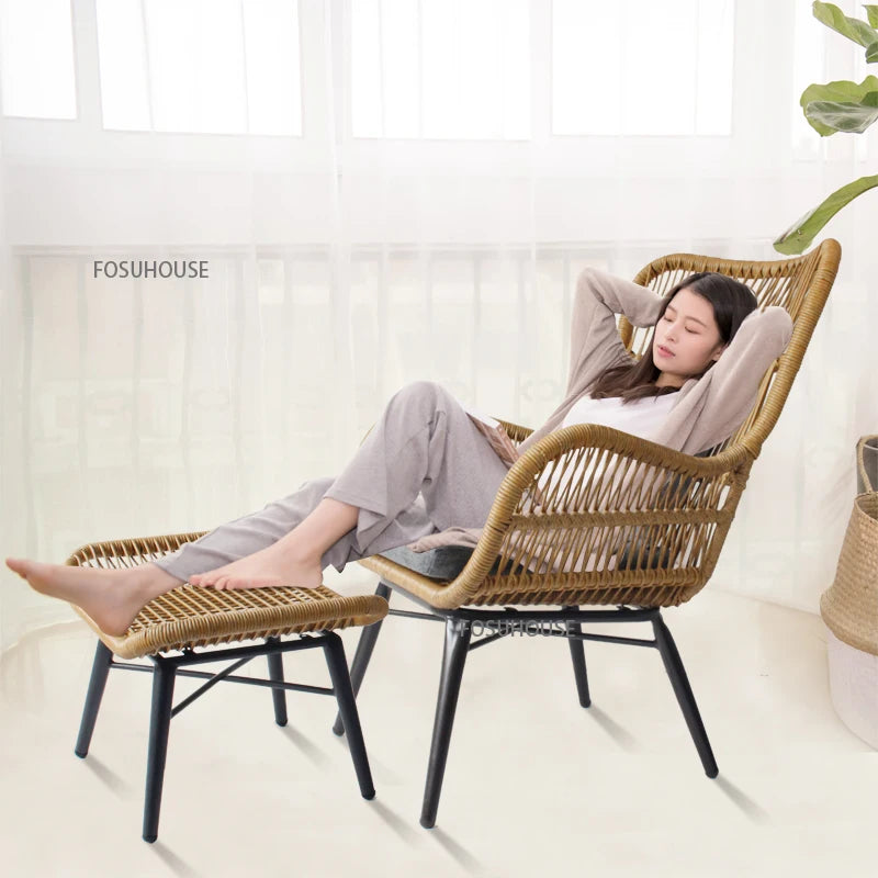 Rattan Chair Three Piece Set Balcony Table Modern Outdoor Furniture Combination Armrest Single Rattan Sofa Outdoor Chairs