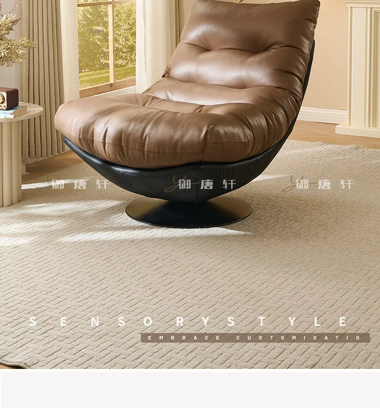Italian minimalist sofa chair single leather art rotating leisure chair living room high-end single chair