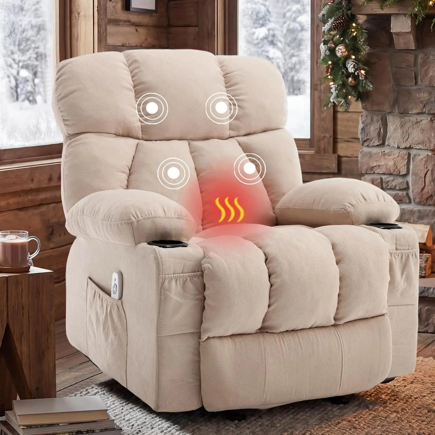 Massage Rocking Recliner Chair, Ergonomic Sofa with Vibration, Heat & Rocking for Nursery, Custom