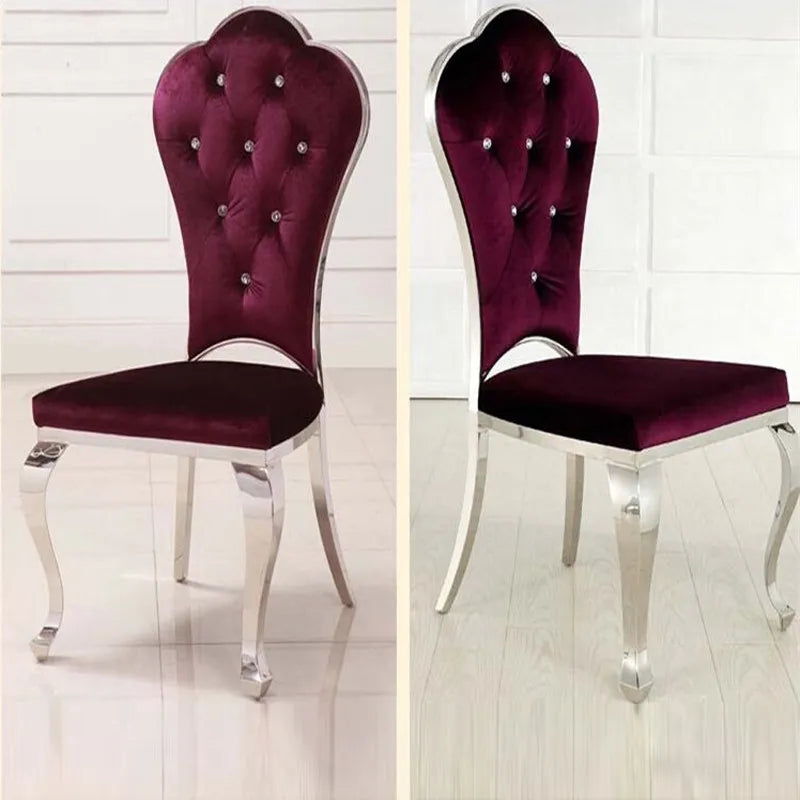 Stainless steel dining chair European neoclassical fashion chair Hotel matching chair Home leather fabric f