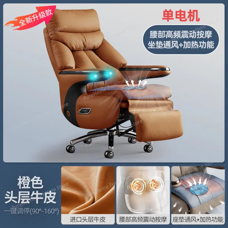 Smart Electric Executive Office Chair with Ventilation - Reclining Massage CEO Chair for Home Professional Use Furniture