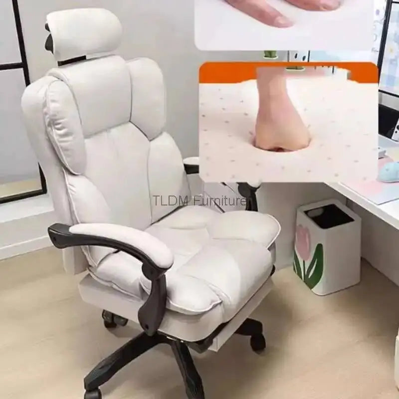 Lounge Luxury Office Ergonomic Chair Mobile Recliner Floor Arm Designer Office Chair White Cadeira Ergonomica Furniture HDH