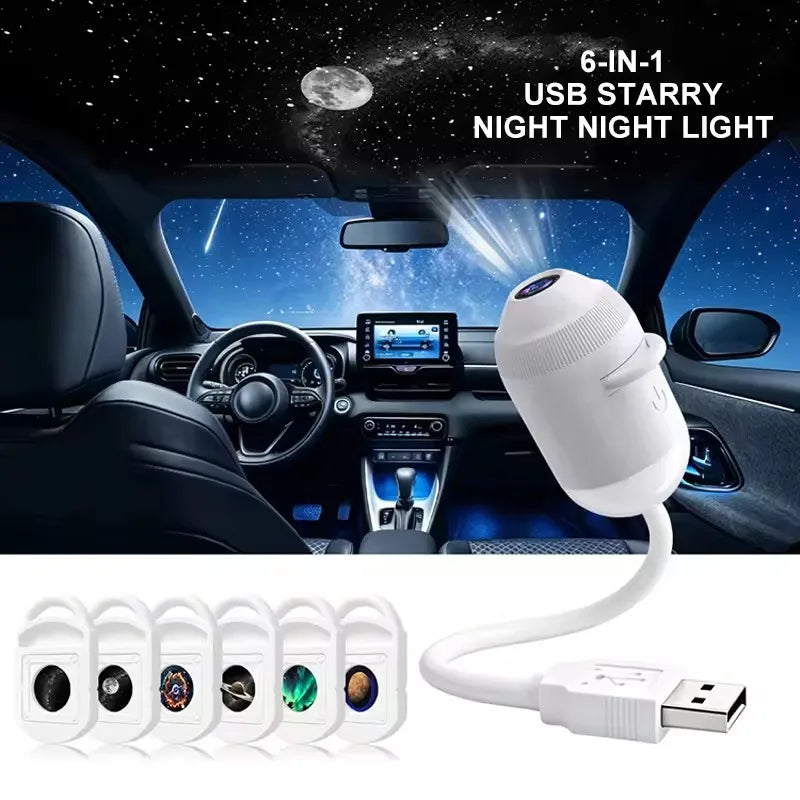 24 Projection Slides USB Plug-in Galaxy Star Projector Night Light Nebula Aurora Starry Sky Projector Light For Bedroom Decor