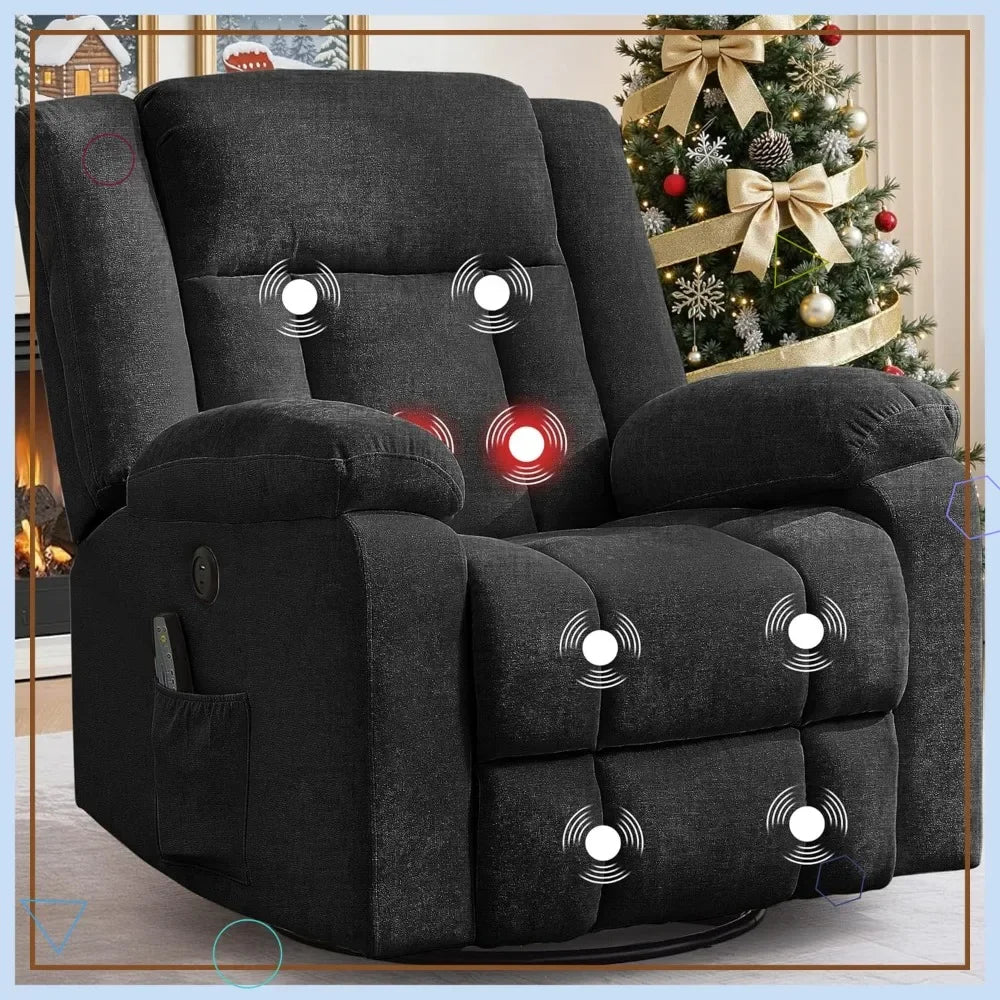 Recliner Chair,Rocking Chair with Massage and Heat,360° Swivel Recliner Chairs for Adults,for Bedroom,Nursery,Living Room Chairs