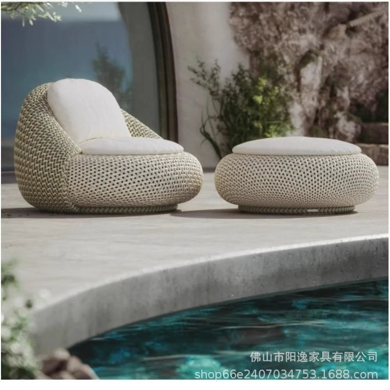 Outdoor Sofa Outdoor Sofa Courtyard, Rattan-Woven, Waterproof And-Resistant, Aluminum Alloy, Suitable Balconies, Terraces,