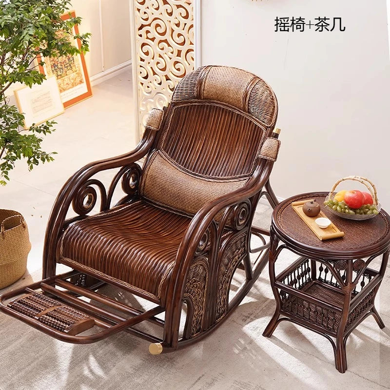 Natural rattan rocking chair adult sofa household cushion living room