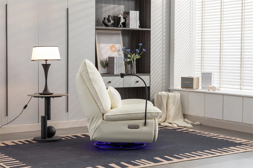 Smart Power Recliner Rocking Chair With LED Strap Swivel Glider Gaming Recliner Gaming Couch Sofa Chair Supplier For Office