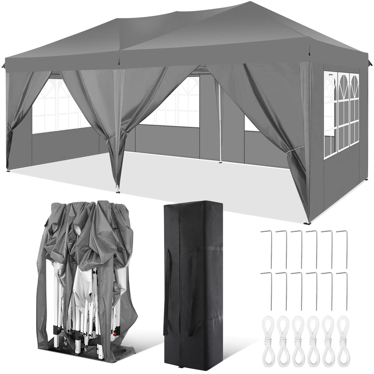 10x20FT Pop Up Canopy Tent with Removable Sidewalls Waterproof Commercial Instant Shelter Outdoor Gazebo Party Tent Protable Canopy Tents for Parties with Carry Bag