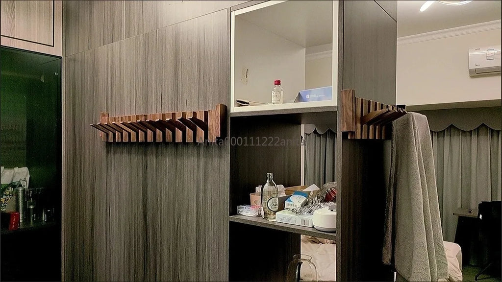 Solid Wood Door Back Coat Hooks Entrance Rack No Drilling Wall Mounted Clothes Hanger for Home Decor