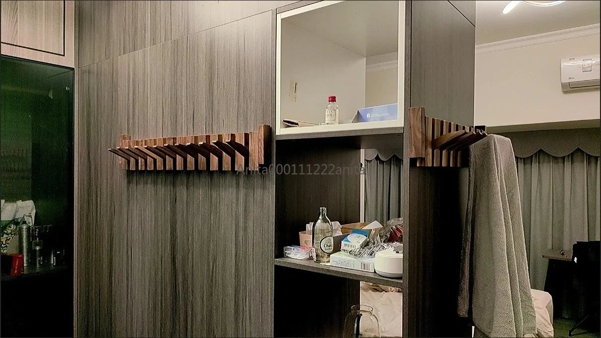 Solid Wood Door Back Coat Hooks Entrance Rack No Drilling Wall Mounted Clothes Hanger for Home Decor