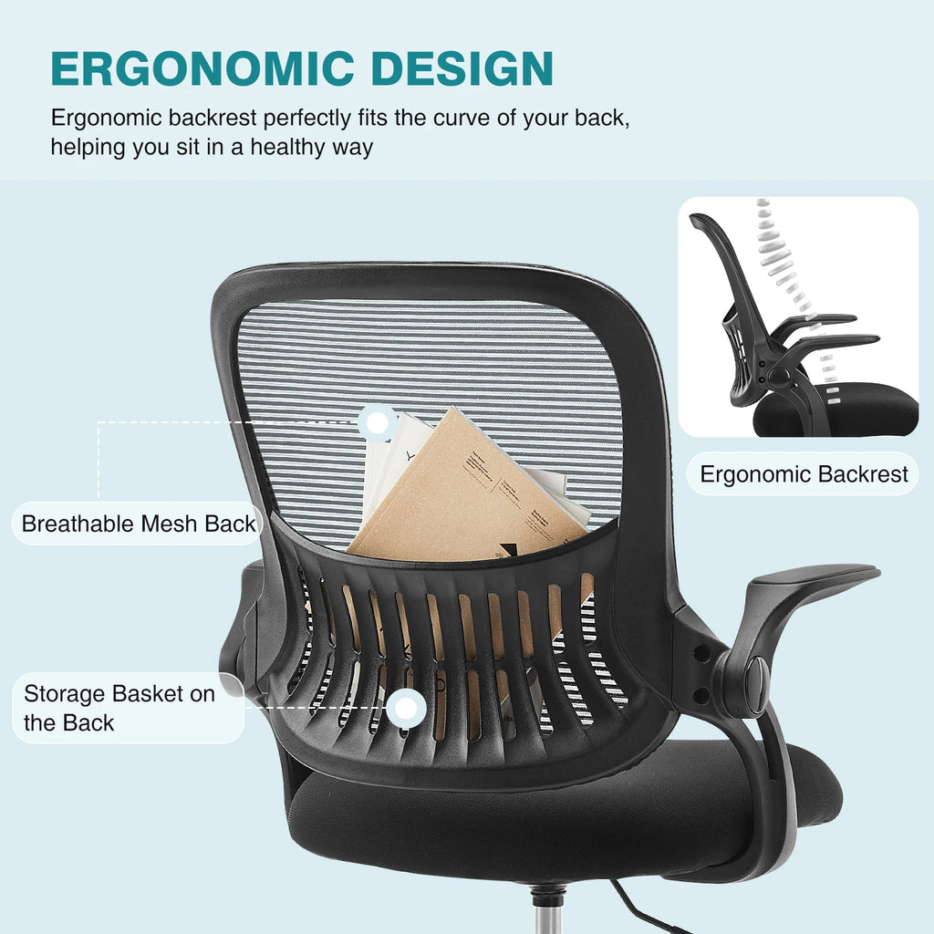 JHK Ergonomic Mid-Back Mesh Backrest Office Desk Chair Computer Lumbar Support Rolling Swivel Gaming Chairs With Wheels For Home