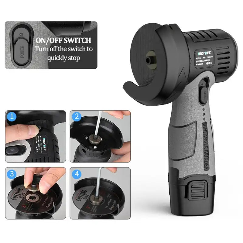 Polishing grinder brush motor 12V micro angle grinder with cutting disc 15000RPM cordless electric angle grinder 400W