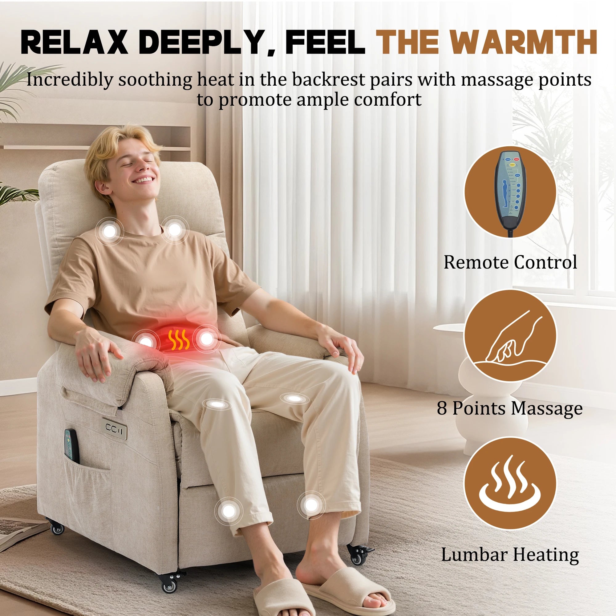 Korser Power Small Recliner Chair for Small Spaces with Wheels and USB Ports for Living Room，Bedroom，Office
