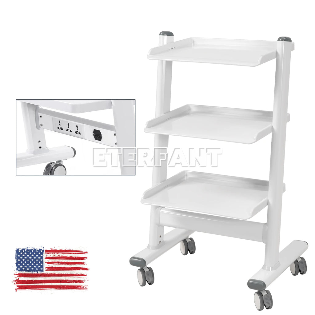 Dental Mobile Chair Black/Blue/Folding Chair with LED Light+Turbine Unit 4H PU/3Layer Trolley Cart Tool Mobile ABS with Socket