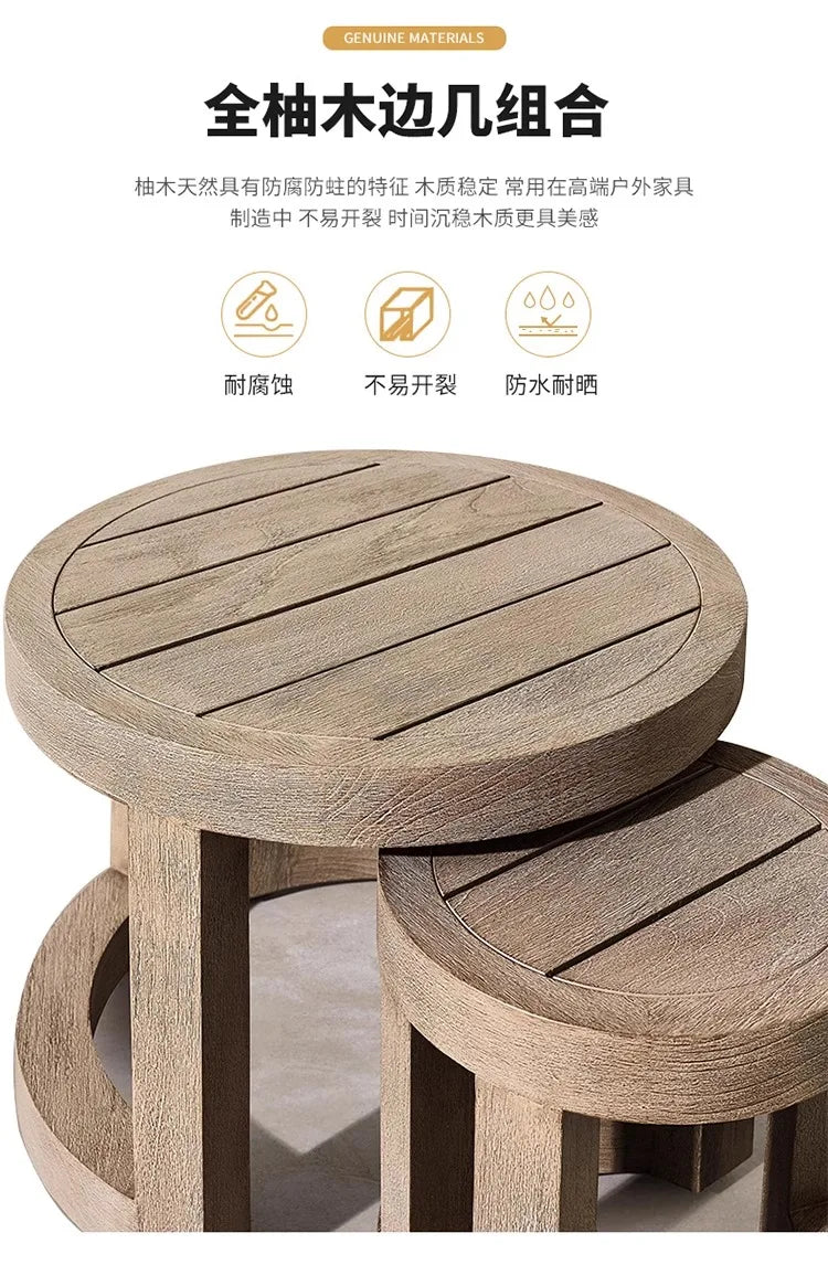 Outdoor solid wood sofa, garden terrace, hotel, homestay, balcony designer, outdoor leisure furniture combination