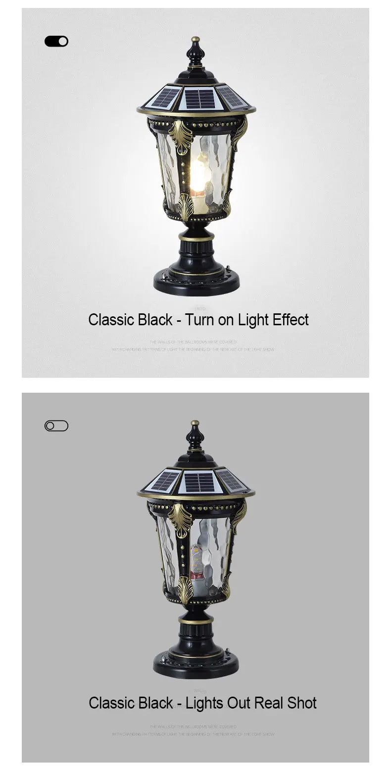 Solar Outdoor Door Post Lights LED Wall Lamps Energy Saving Fence Post Lighting for Courtyard Entrance Garden Lighting