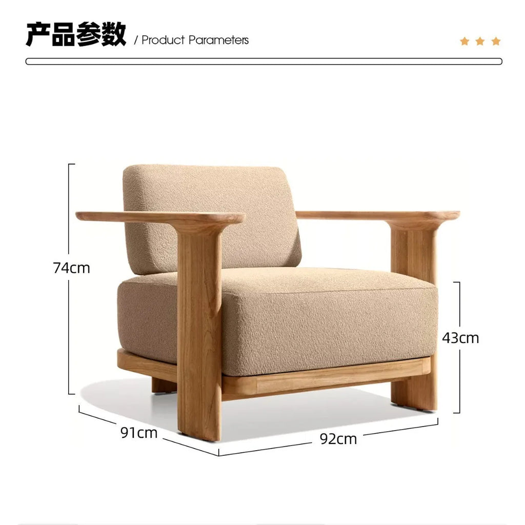 Outdoor Sofa, Patio Furniture, Teak Sofa, Anti-Corrosion And Sun-Resistant, Outdoor Terrace, Solid Wood Sofa, Leisure Outdoor Fu