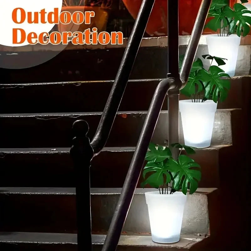 Outdoor Solar LED Flower Pot Light Glowing Planter Pot Light Light Up Plant Pot Artificial Bucket for Flowerpot Light Vase Decor