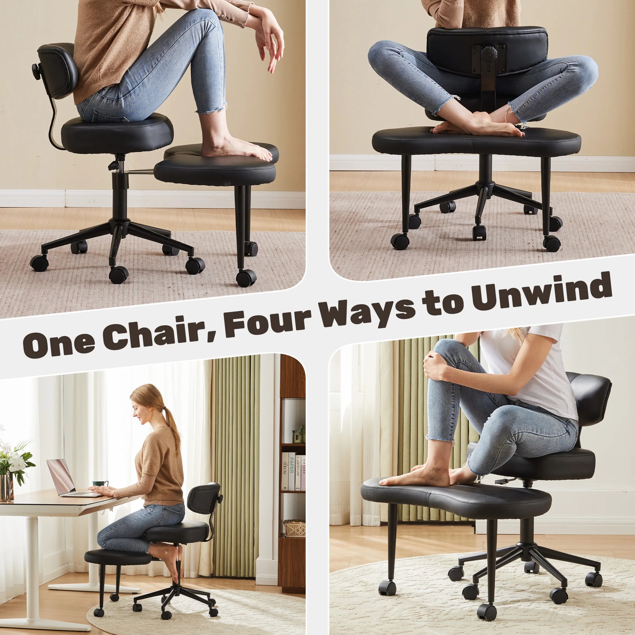 MCQ Ergonomic Armless Gaming Office Chair with Lumbar Support Rolling Swivel 360° Swivel Multiple Combination Methods Chair