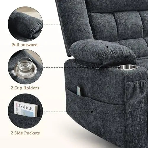 Recliner Chair,Rocking Chair with Massage and Heat,360° Swivel Recliner Chairs for Adults,for Bedroom,Nursery,Living Room Chairs
