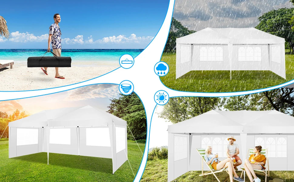 10x20FT Pop Up Canopy Tent with Removable Sidewalls Waterproof Commercial Instant Shelter Outdoor Gazebo Party Tent Protable Canopy Tents for Parties with Carry Bag