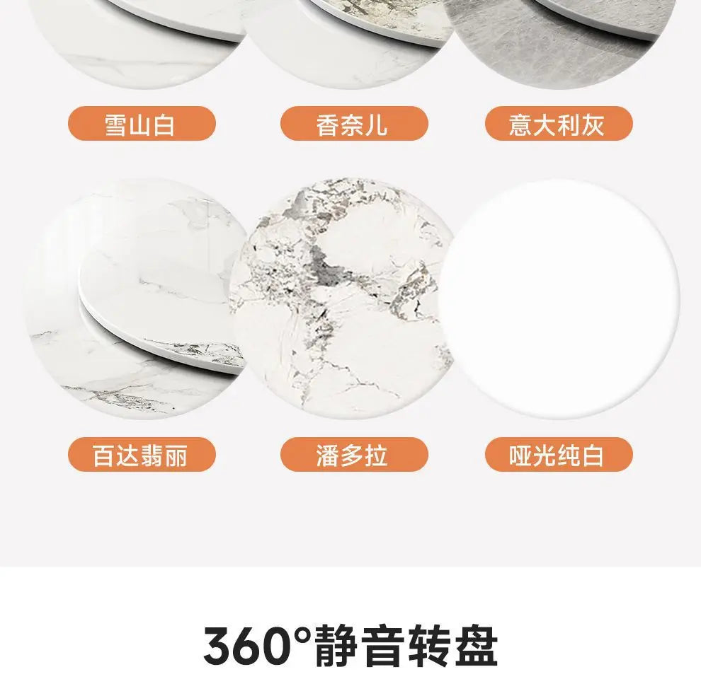 Sintered stone simple crystal dining table turntable, small apartment round dining table and chair combination, home round table