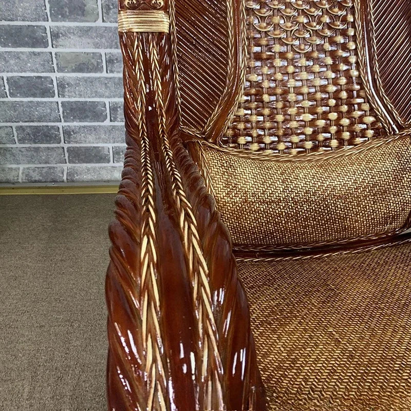 Natural rattan chair, balcony high-end rocking recliner, adult home living room, elderly nap rattan weaving
