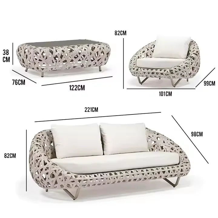 Modern Design Aluminium Rattan Garden Cushion Outdoor L Furniture Sets 4 Seater Patio Lounge Garden Sofas
