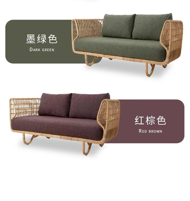 Outdoor rattan sofa, tea table combination, courtyard garden, terrace, leisure woven rattan chair, outdoor furniture