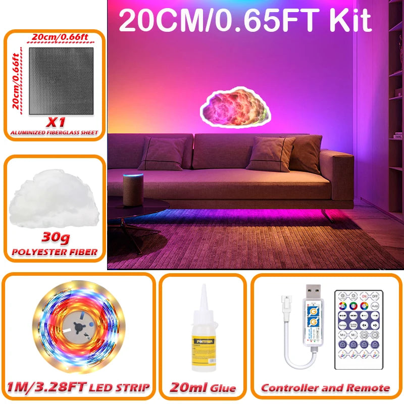 3D Cloud Lighting Light Kit with Music Sync, Multicolor RGBIC LED Strip Lights, Remote & APP Control, Mood Lighting for Bedroom