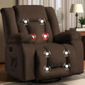 Adult Ergonomic Swivel Rocker Recliner with Heat and Massage for Living and Bedroom Spaces