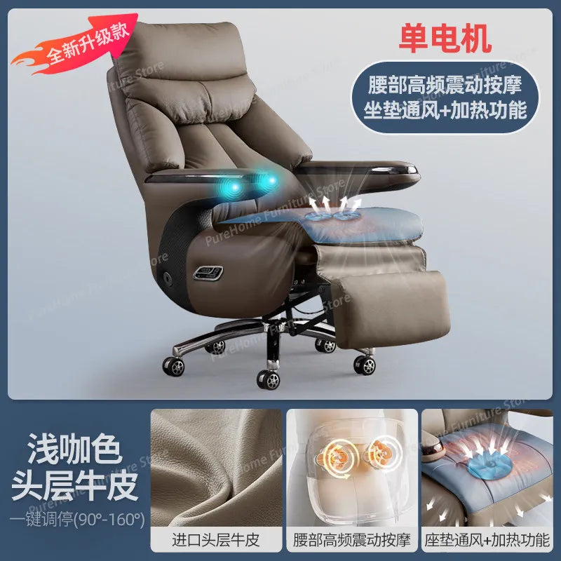 Smart Electric Executive Office Chair with Ventilation - Reclining Massage CEO Chair for Home Professional Use Furniture