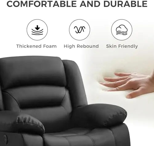 （Local US Inventory）Classic Faux Leather Oversized Power Recliner Chair Electric Overstuffed a Armchair with t Cushion Back Blac