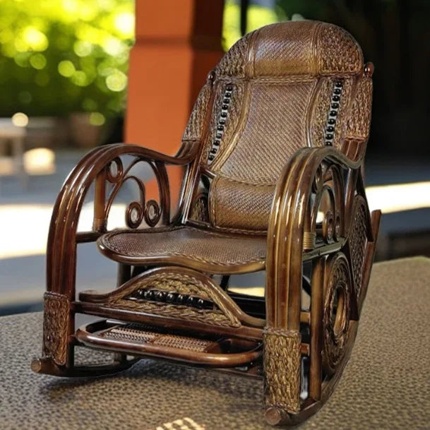 PYH pure natural true rocking chair adult rocking chair elderly rattan balcony household strong free rattan chair