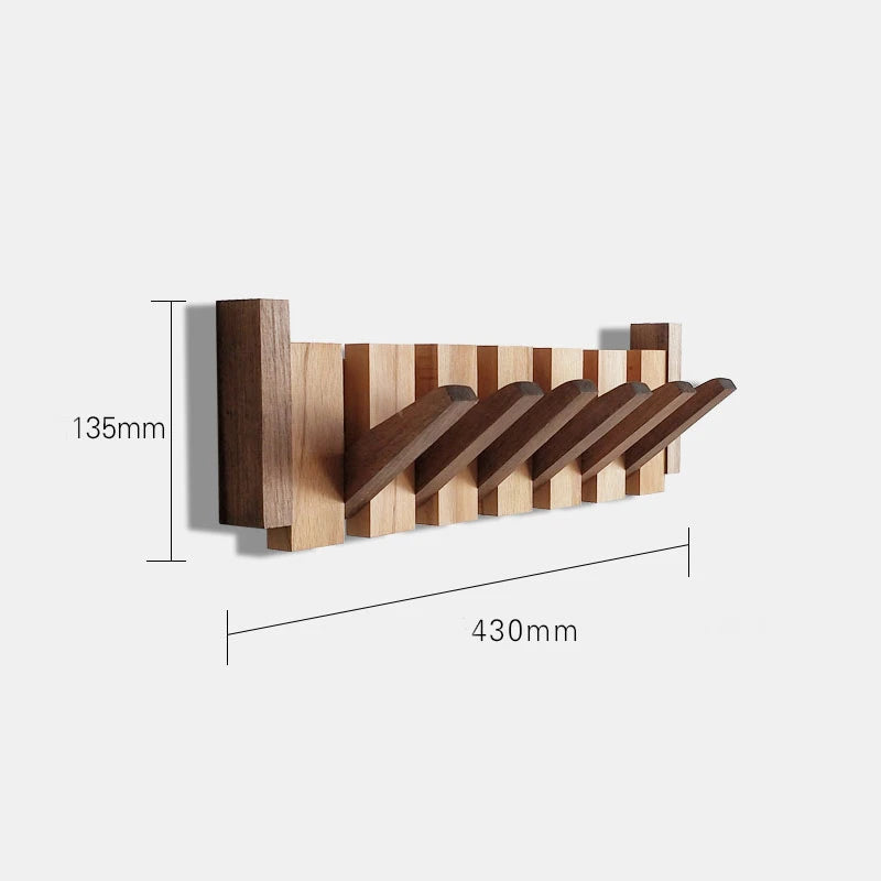 Walnut Wood Coat Rack Hook Wall-Mounted Hidden Decoration Hook Hanger Foldable Bedroom Closets Wooden Wall Shelf Home Decor
