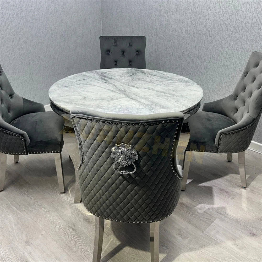 # Furniture Cheap Modern Elegant Dining Table Set 4 Chairs Marble