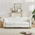78" Leather Soa Couch, Sot 3 Seater Soa Couches or Living Room, Button Tuted Comy Couch ern Soa with Upholstered Cushion, Gold T