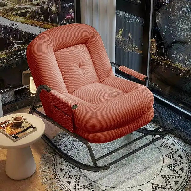 Thickened Carbon Steel Living Room Chairs Nordic Simple Recliner Rocking Chairs Comfy Luxury Woonkamer Stoelen Home Furniture