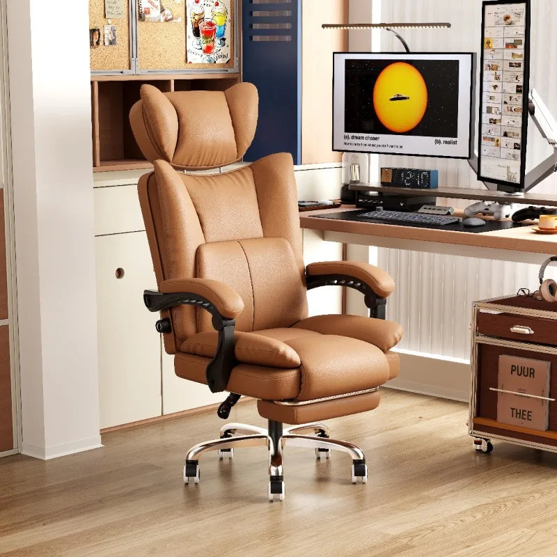 Ergonomic Leather Office Chair with High Backrest Recline Lumbar Support Executive Desk Chair Gaming Ready Comfort Furniture