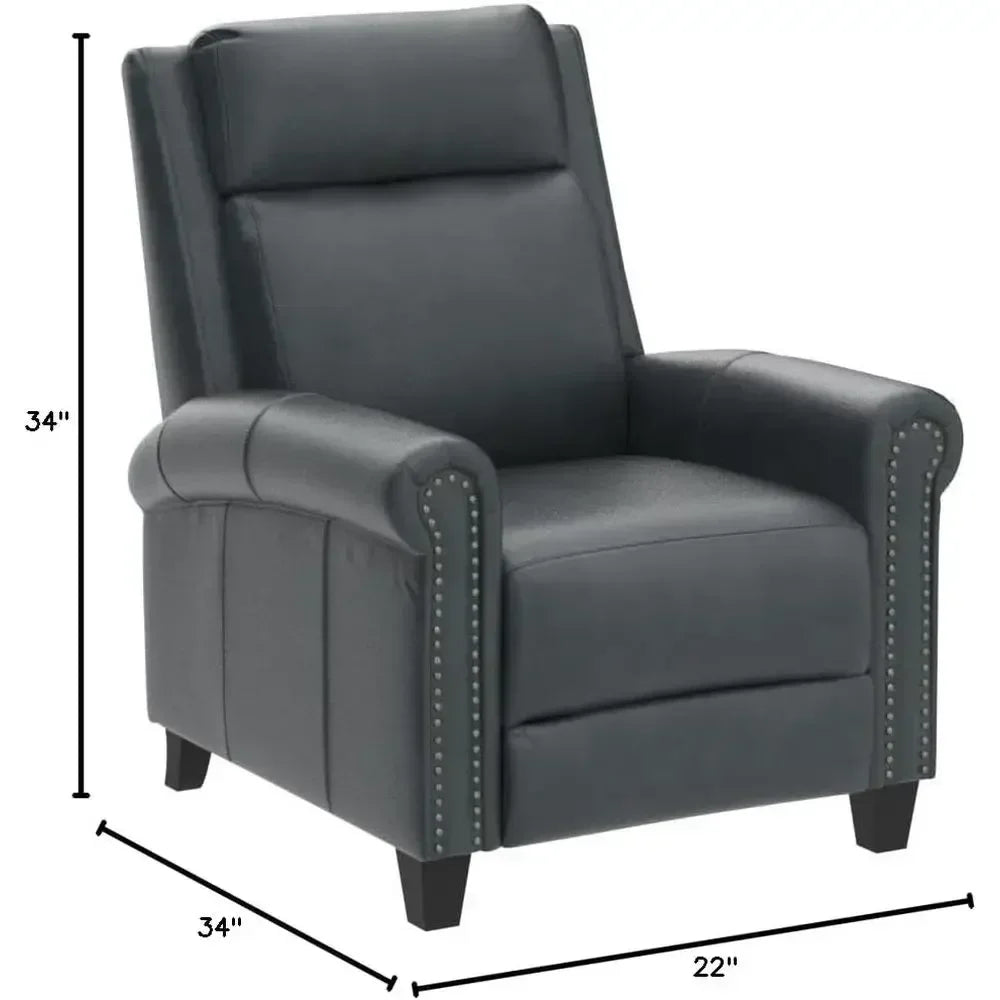 Navy Blue Classic Push Back Recliner Chair with Comfortable Arms for Living Room or Bedroom