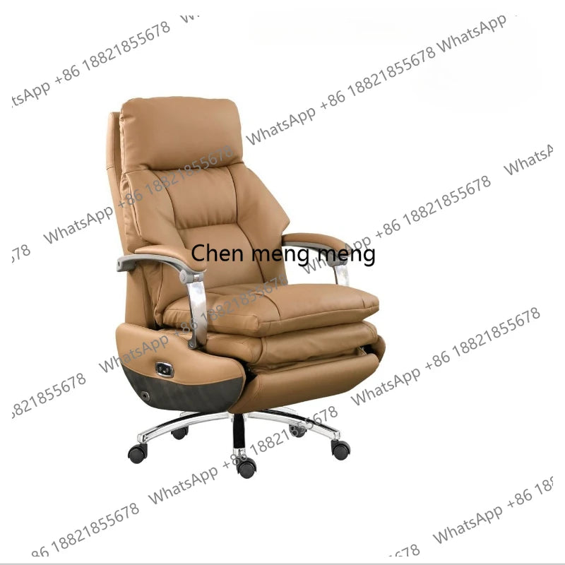 Electric boss leather office reclining office chair, comfortable sedentary home, study massage